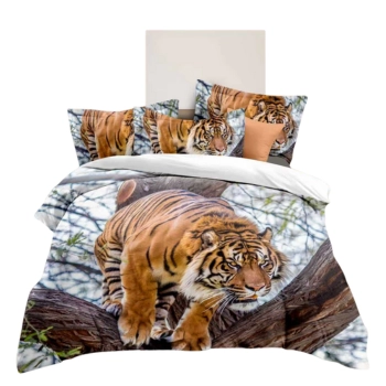 Pościel 200x220 Bawełna satynowa tygrys PK709 z PRZEŚCIERADŁEM